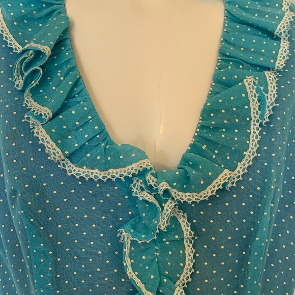 Vintage late 60s early 70s long blue dress. NWT. - Picture 3 of 16